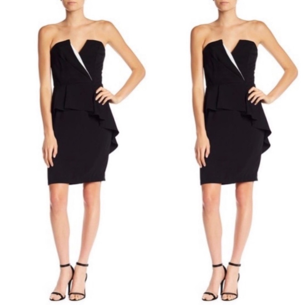 NWT Adelyn Rae ‘Kacey’black strapless peplum dress